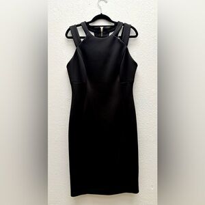 Calvin Klein Sheath Black Neoprene Black Dress NWOT Sz10